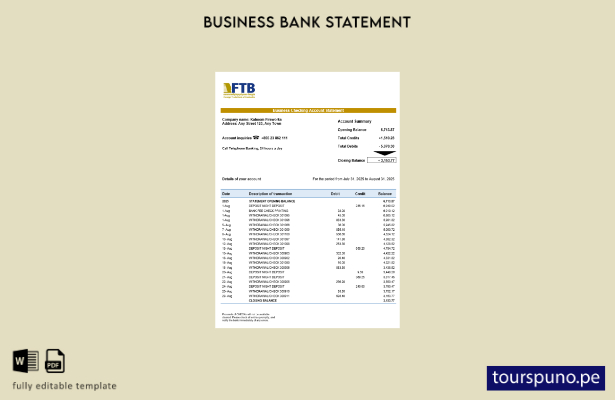 listo para imprimir Extracto bancario comercial del Banco de Comercio Exterior d